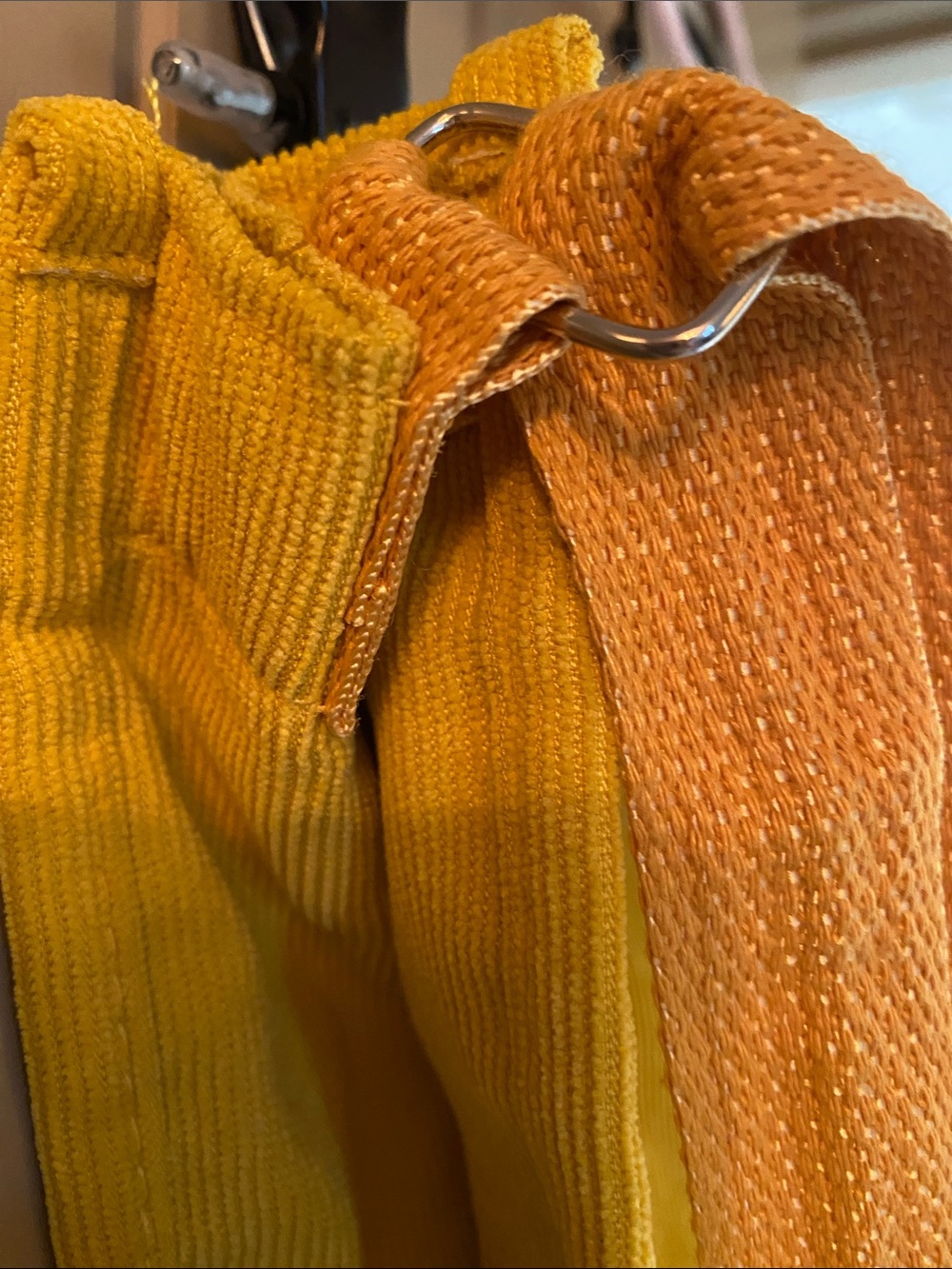 LETU Yellow Corduroy Crossbody Tote Bag Front Pocket Shoulder Purse - Picture 3 of 9